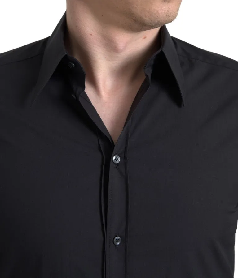 Elegant Slim Fit Black Cotton Dress Shirt sold by Louxly product image thumbnail 5