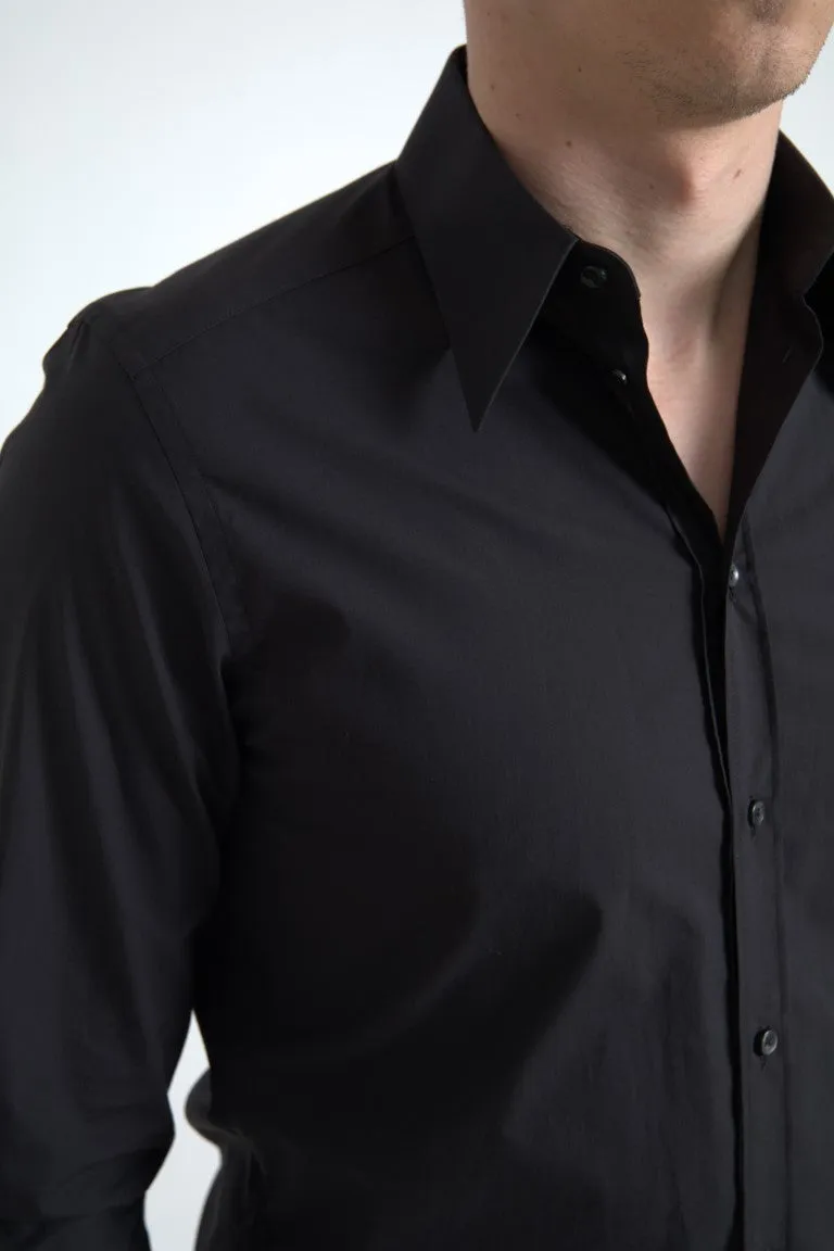 Elegant Slim Fit Black Cotton Dress Shirt sold by Louxly product image thumbnail 2