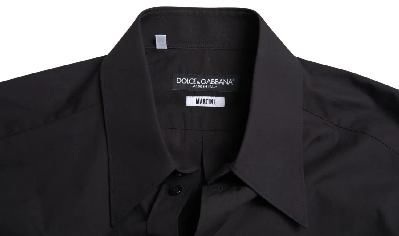 Elegant Slim Fit Black Cotton Dress Shirt sold by Louxly product image thumbnail 3