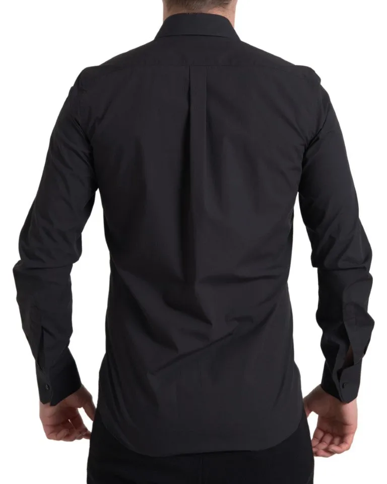 Elegant Slim Fit Black Cotton Dress Shirt sold by Louxly product image thumbnail 4