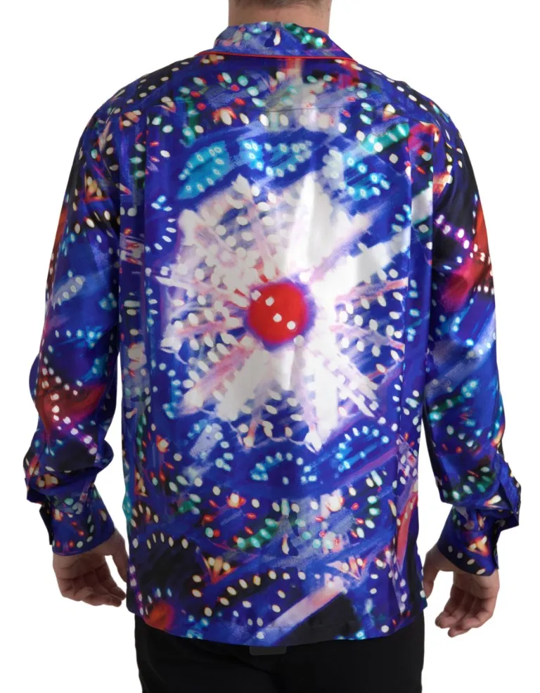 Psychedelic Print Silk Pajama Shirt sold by Louxly product image thumbnail 2