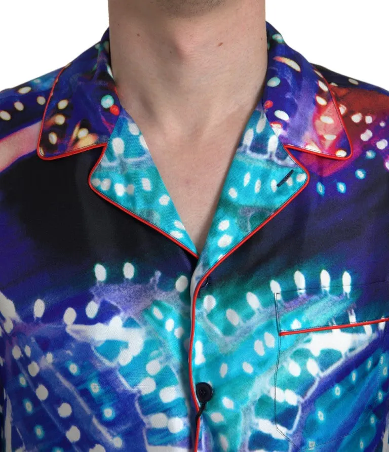Psychedelic Print Silk Pajama Shirt sold by Louxly product image thumbnail 3