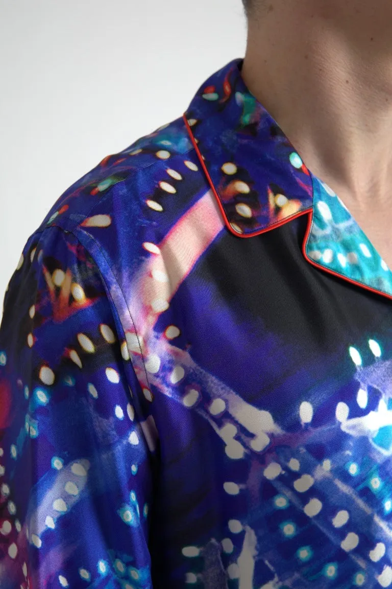 Psychedelic Print Silk Pajama Shirt sold by Louxly product image thumbnail 4