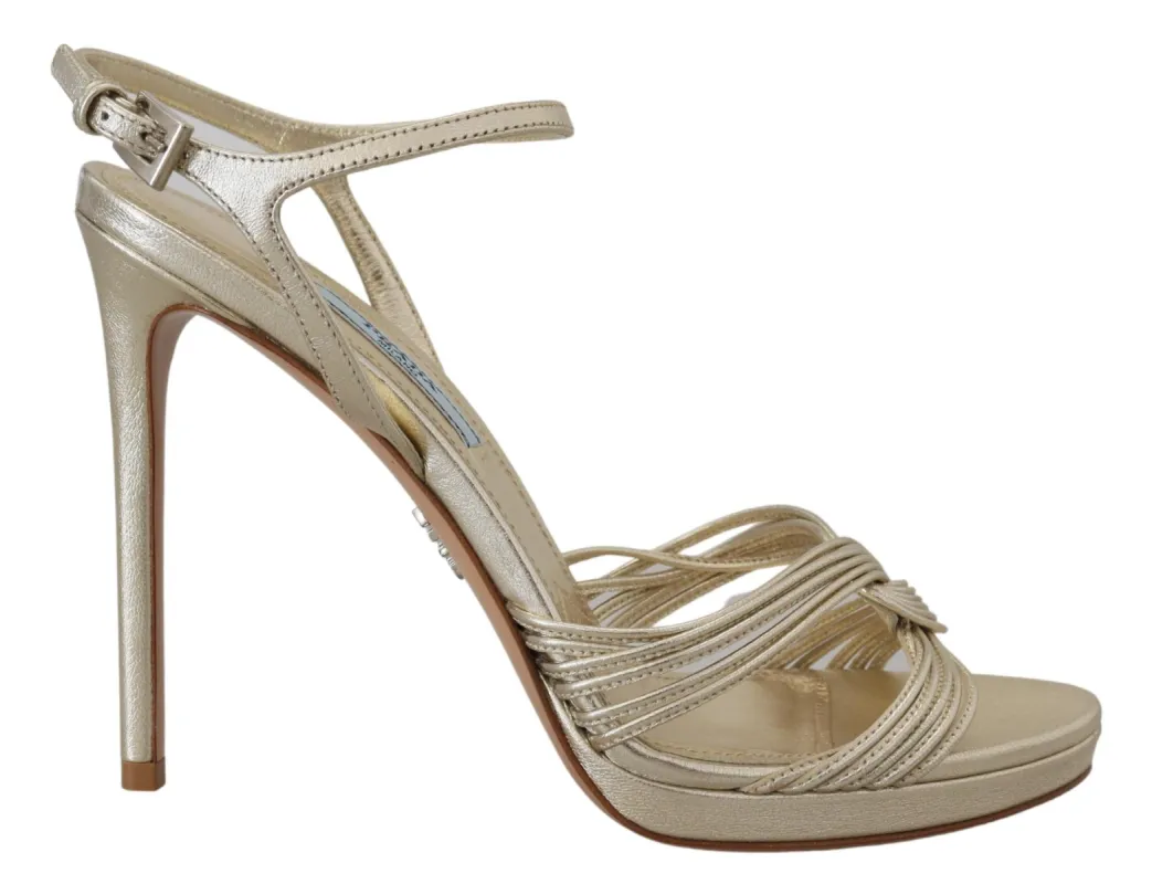 Elegant Gold Stiletto Heel Sandals sold by Louxly