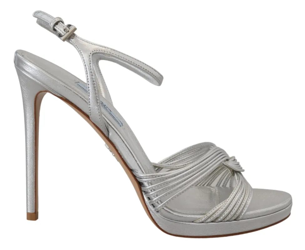 Elegant Silver Stiletto Heels Sandals sold by Louxly
