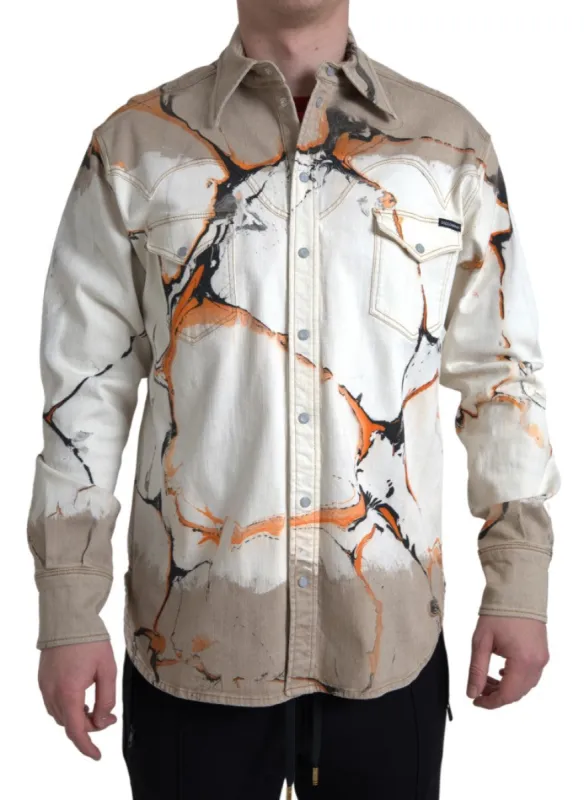 Multicolor Cotton Stretch Denim Shirt sold by Louxly