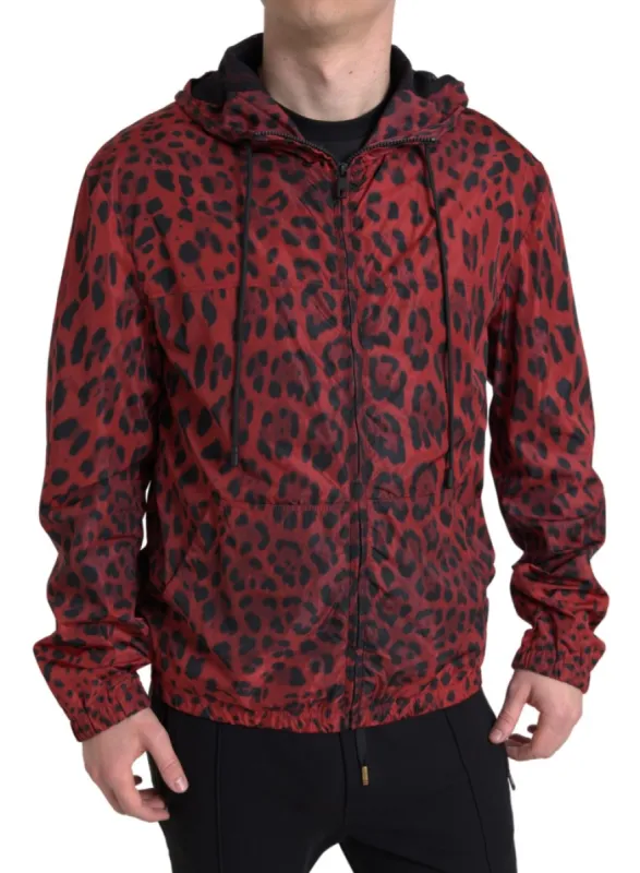 Red Leopard Hooded Bomber Jacket sold by Louxly