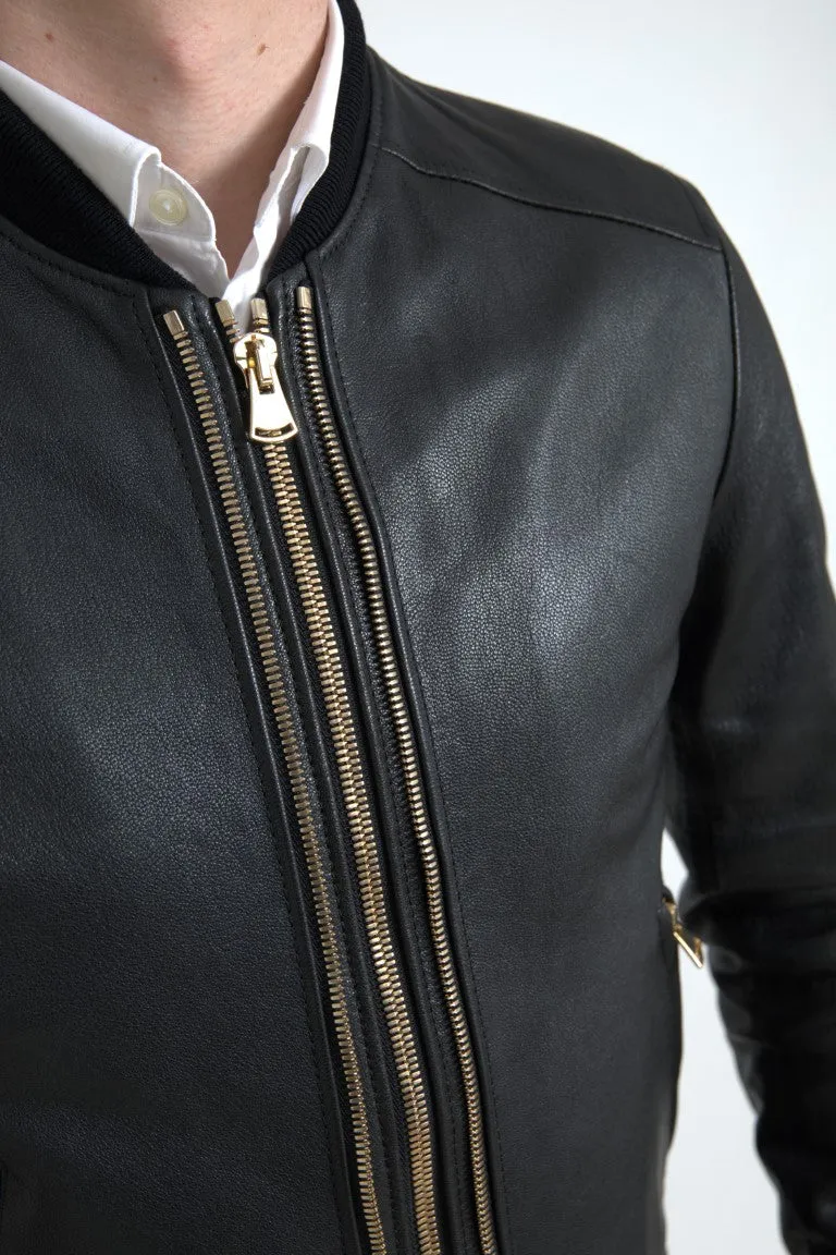 Elegant Black Leather Biker Jacket sold by Louxly product image thumbnail 4