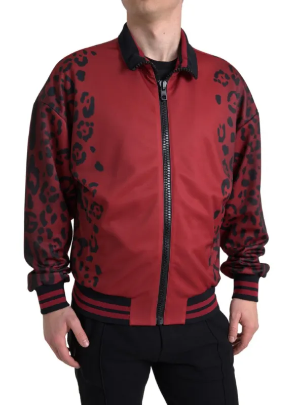 Red Leopard Print Bomber Jacket sold by Louxly