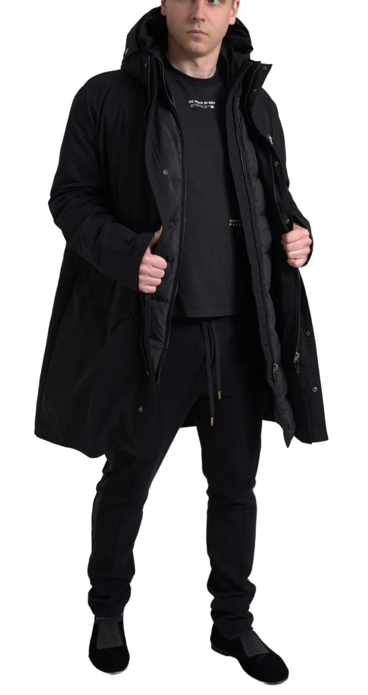 Elegant Black Hooded Trench Coat sold by Louxly product image thumbnail 5