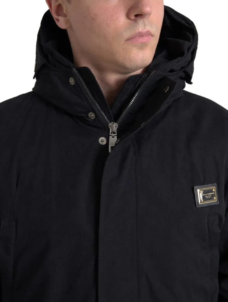 Elegant Black Hooded Trench Coat sold by Louxly product image thumbnail 2