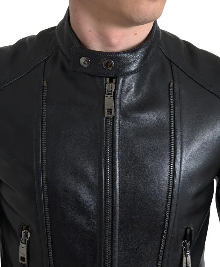 Sleek Black Leather Biker Jacket sold by Louxly product image thumbnail 5