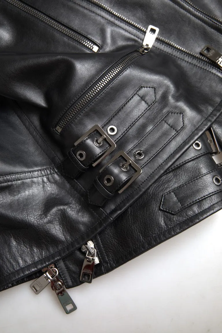Sleek Black Leather Biker Jacket sold by Louxly product image thumbnail 3