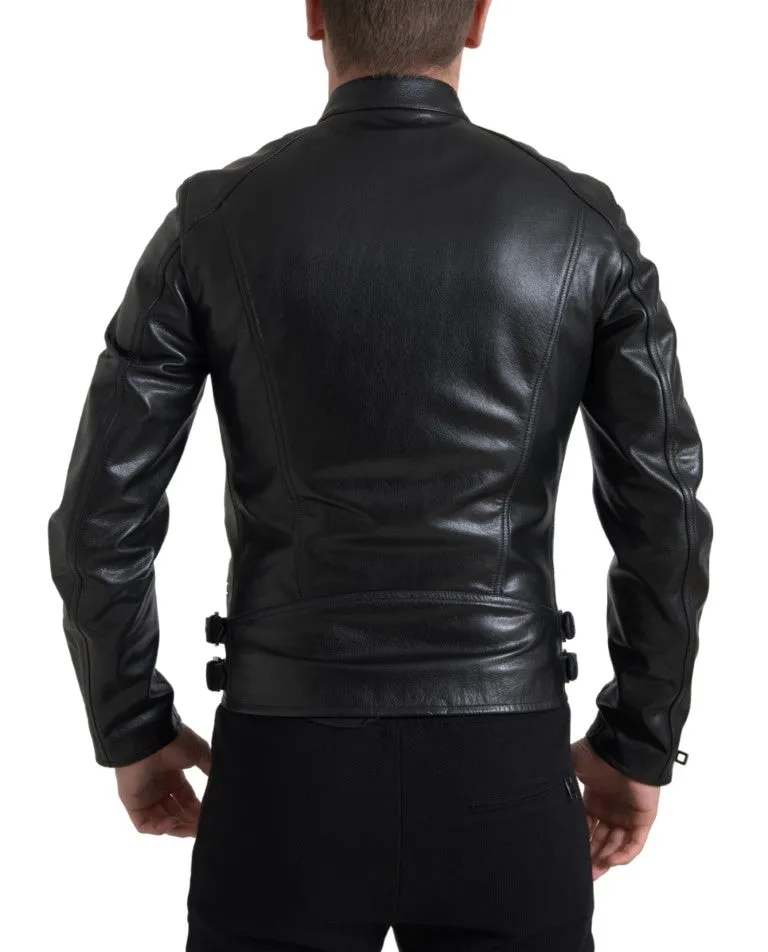 Sleek Black Leather Biker Jacket sold by Louxly product image thumbnail 4
