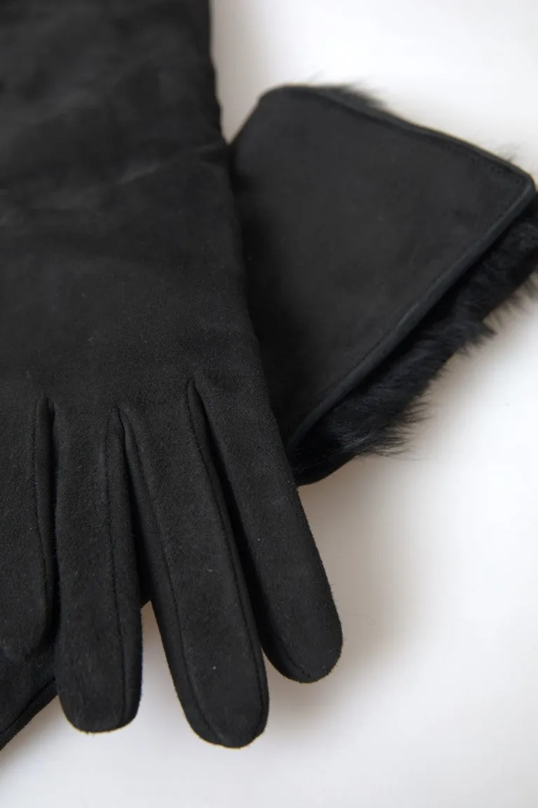Elegant Leather Elbow Length Gloves with Fur Trim sold by Louxly product image thumbnail 3