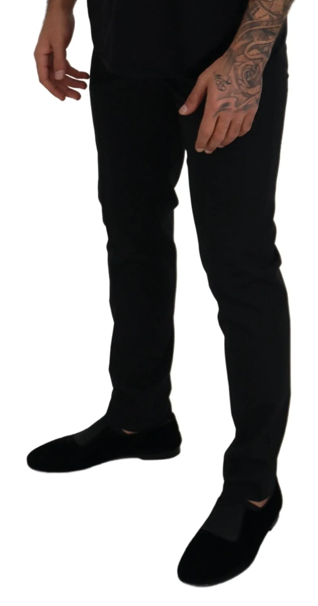 Elegant Black Wool-Blend Trousers sold by Louxly product image thumbnail 4