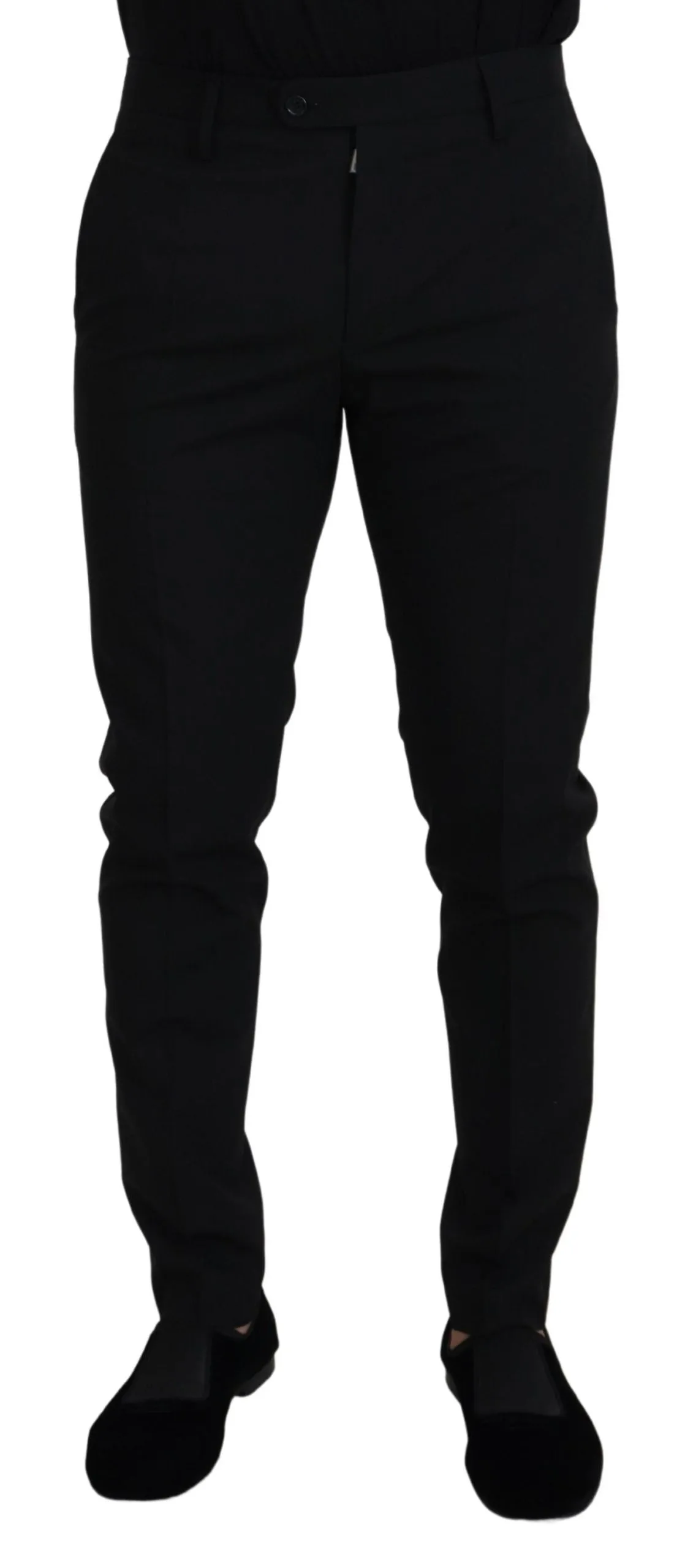 Elegant Black Wool-Blend Trousers sold by Louxly