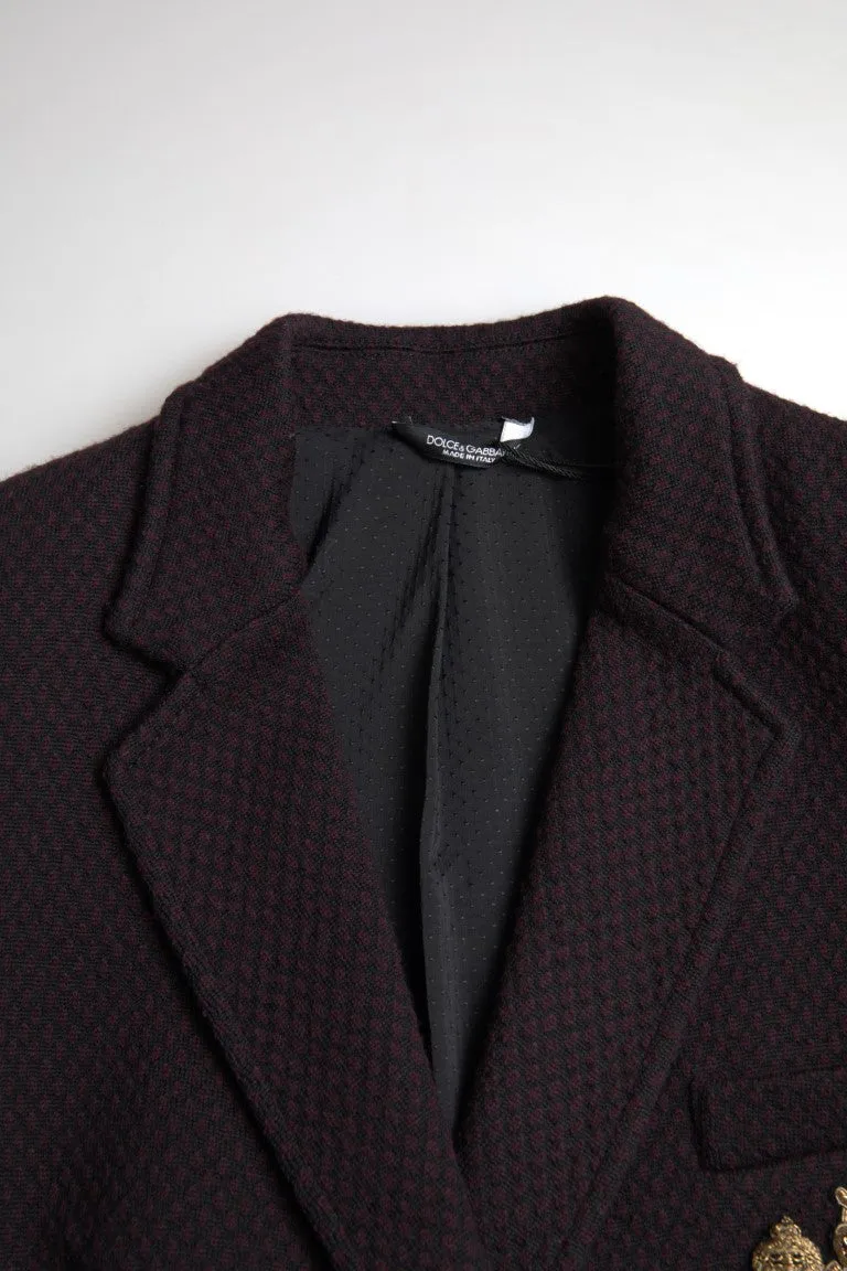 Elegant Purple Double Breasted Wool Blazer sold by Louxly product image thumbnail 2