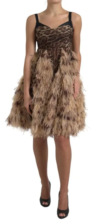 Sleeveless Leopard Chiffon Ostrich-Feather Dress sold by Louxly product image thumbnail 5