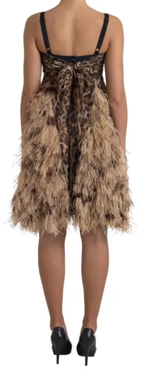 Sleeveless Leopard Chiffon Ostrich-Feather Dress sold by Louxly product image thumbnail 2