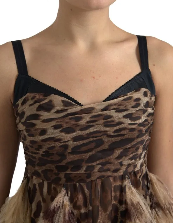 Sleeveless Leopard Chiffon Ostrich-Feather Dress sold by Louxly product image thumbnail 3