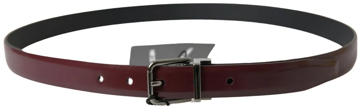 Elegant Bordeaux Leather Belt with Metal Buckle sold by Louxly product image thumbnail 2