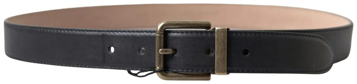 Elegant Black Leather Belt with Metal Buckle sold by Louxly