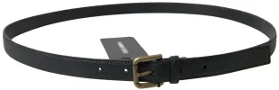 Elegant Black Italian Leather Belt sold by Louxly