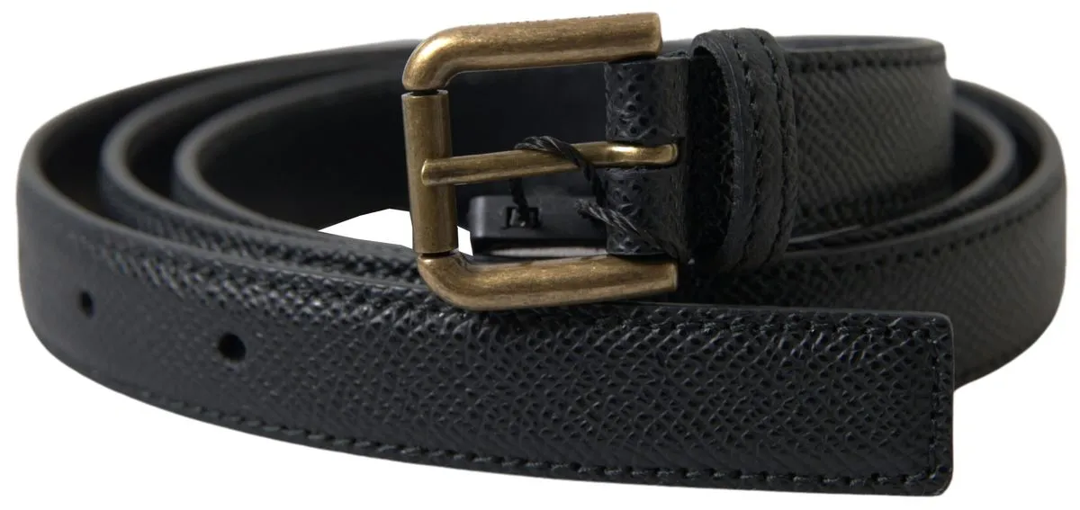 Elegant Black Italian Leather Belt sold by Louxly