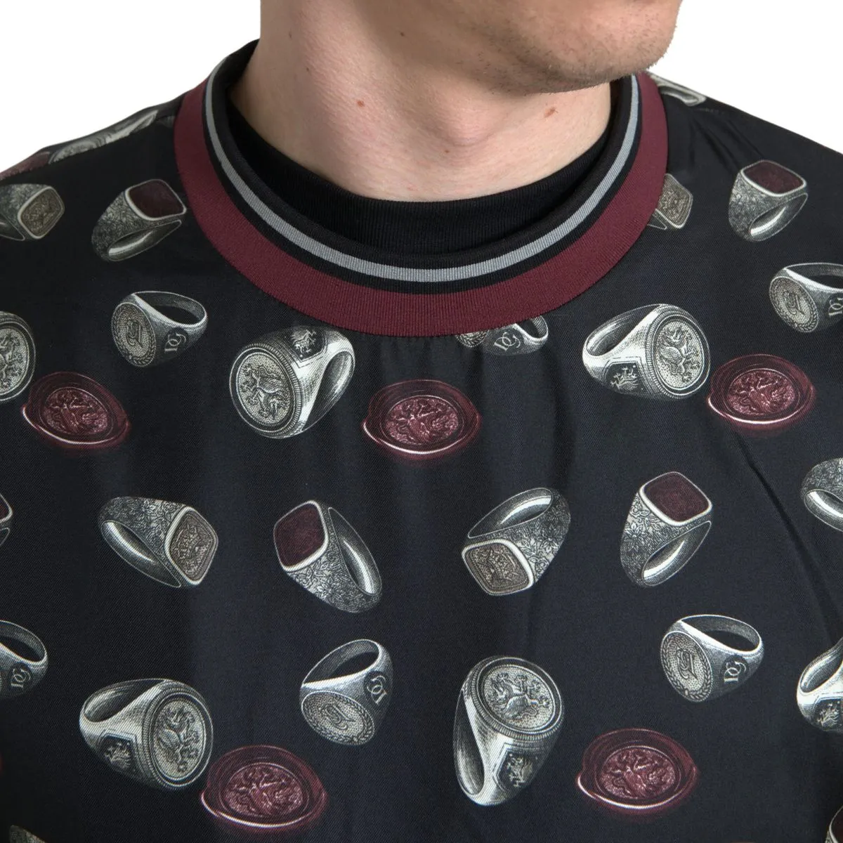 Elegant Silk Crewneck Pullover - Black Multicolor sold by Louxly product image thumbnail 3