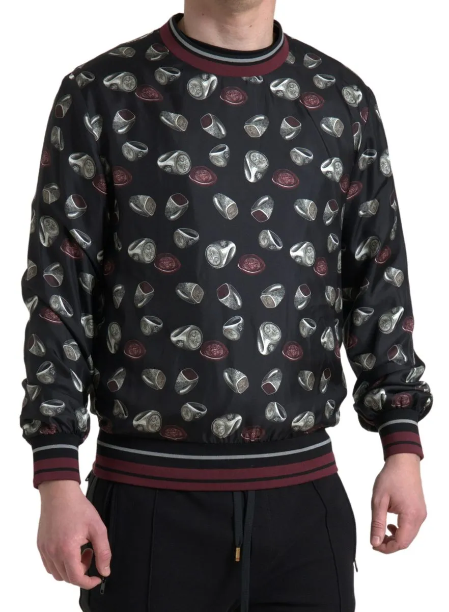 Elegant Silk Crewneck Pullover - Black Multicolor sold by Louxly product image thumbnail 5