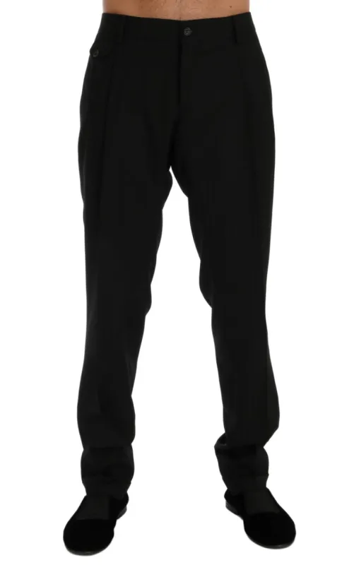 Elegant Black Striped Straight Fit Dress Pants sold by Louxly