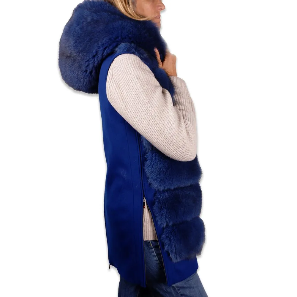 Elegant Sleeveless Wool Coat with Fox Fur Trim sold by Louxly product image thumbnail 2