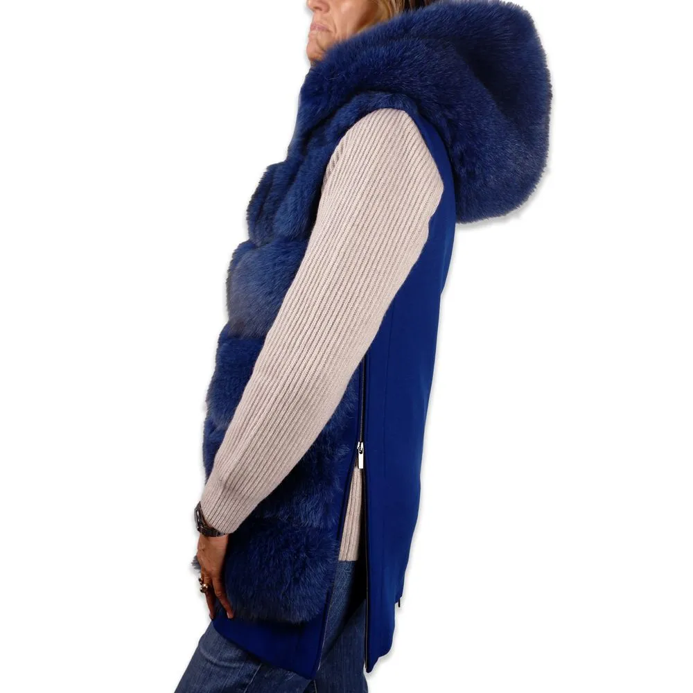 Elegant Sleeveless Wool Coat with Fox Fur Trim sold by Louxly product image thumbnail 3
