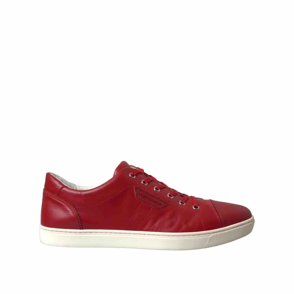 Elegant Red Leather Low Top Sneakers sold by Louxly