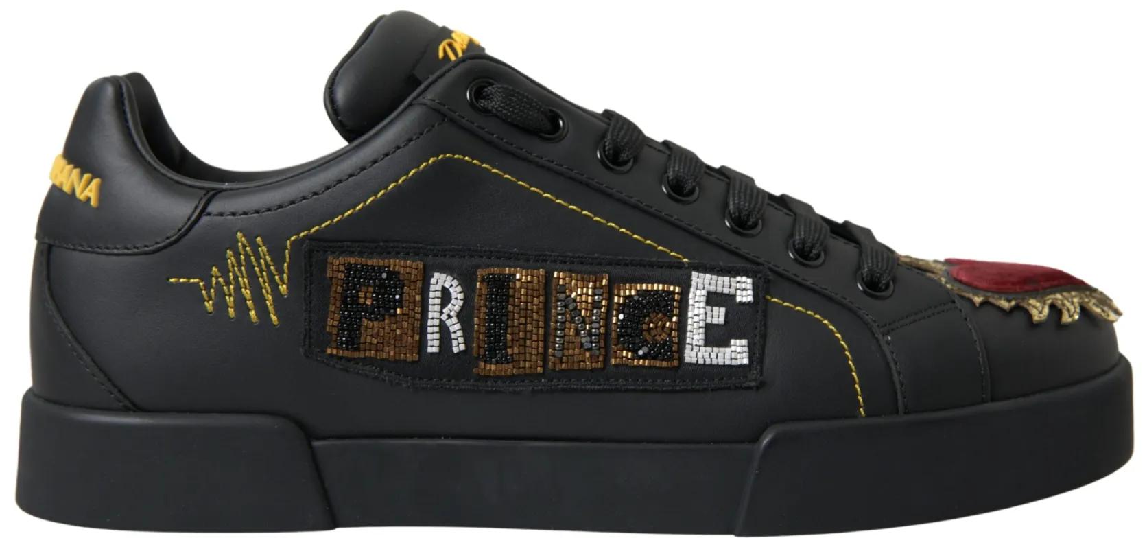 Elegant Portofino Leather Sneakers - Black Multicolor sold by Louxly