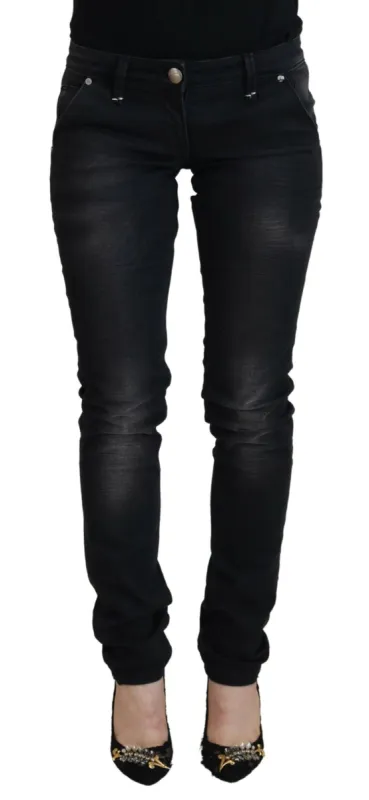 Sleek Black Washed Low Waist Skinny Jeans sold by Louxly
