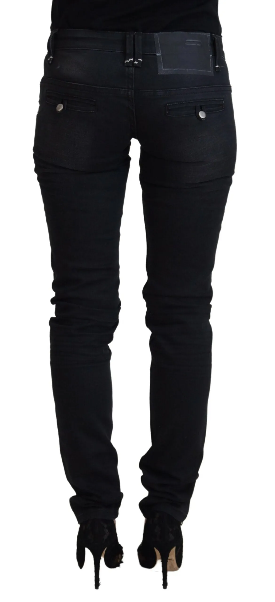 Sleek Black Washed Low Waist Skinny Jeans sold by Louxly product image thumbnail 3