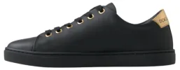 Black Gold Leather Classic Sneakers sold by Louxly