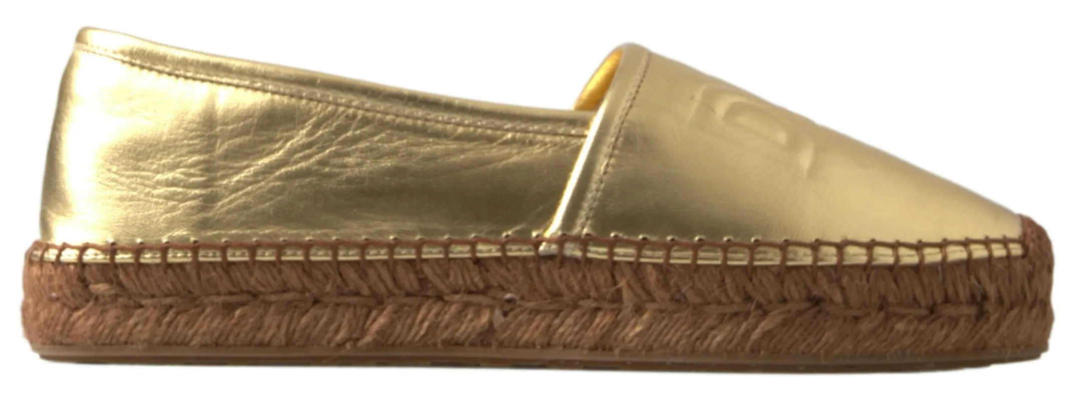 Golden Elegance Leather Espadrilles sold by Louxly