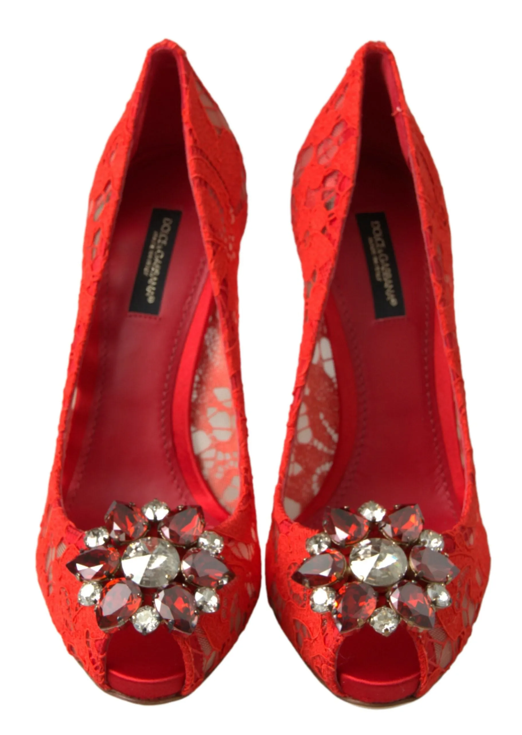 Chic Red Lace Heels with Crystal Embellishment sold by Louxly product image thumbnail 5