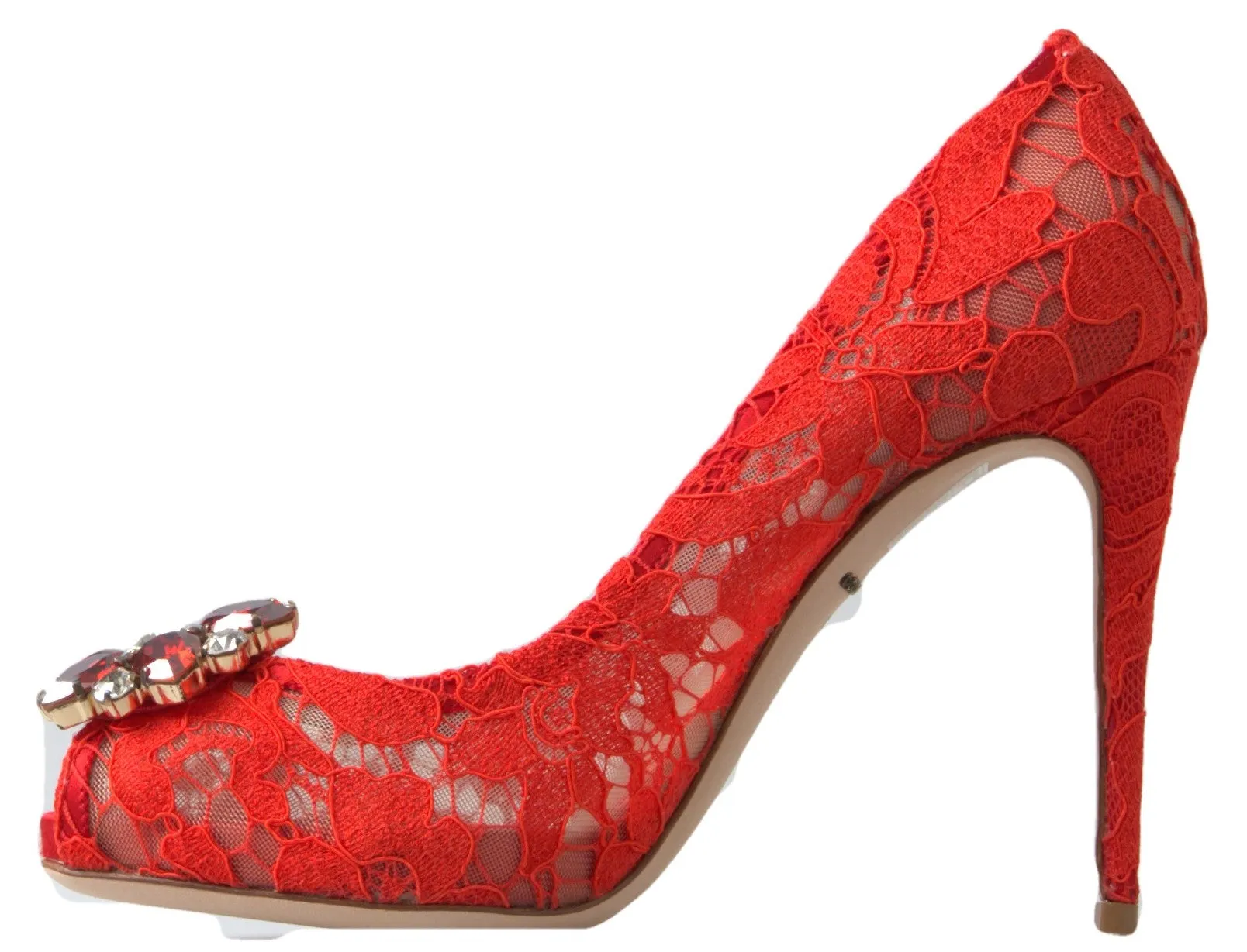 Chic Red Lace Heels with Crystal Embellishment sold by Louxly product image thumbnail 2