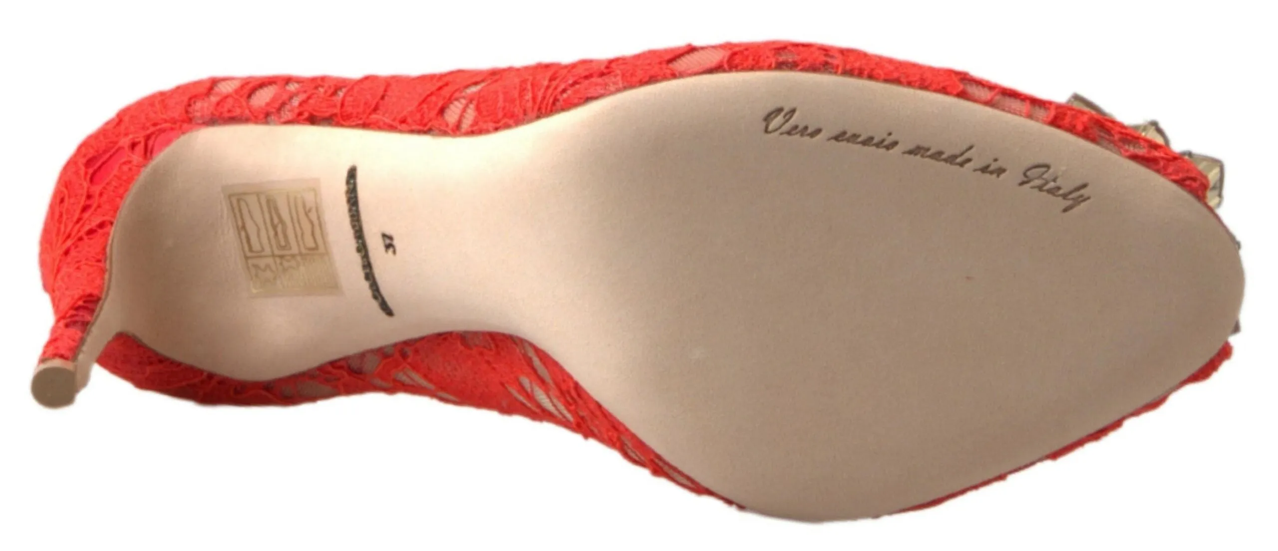 Chic Red Lace Heels with Crystal Embellishment sold by Louxly product image thumbnail 3