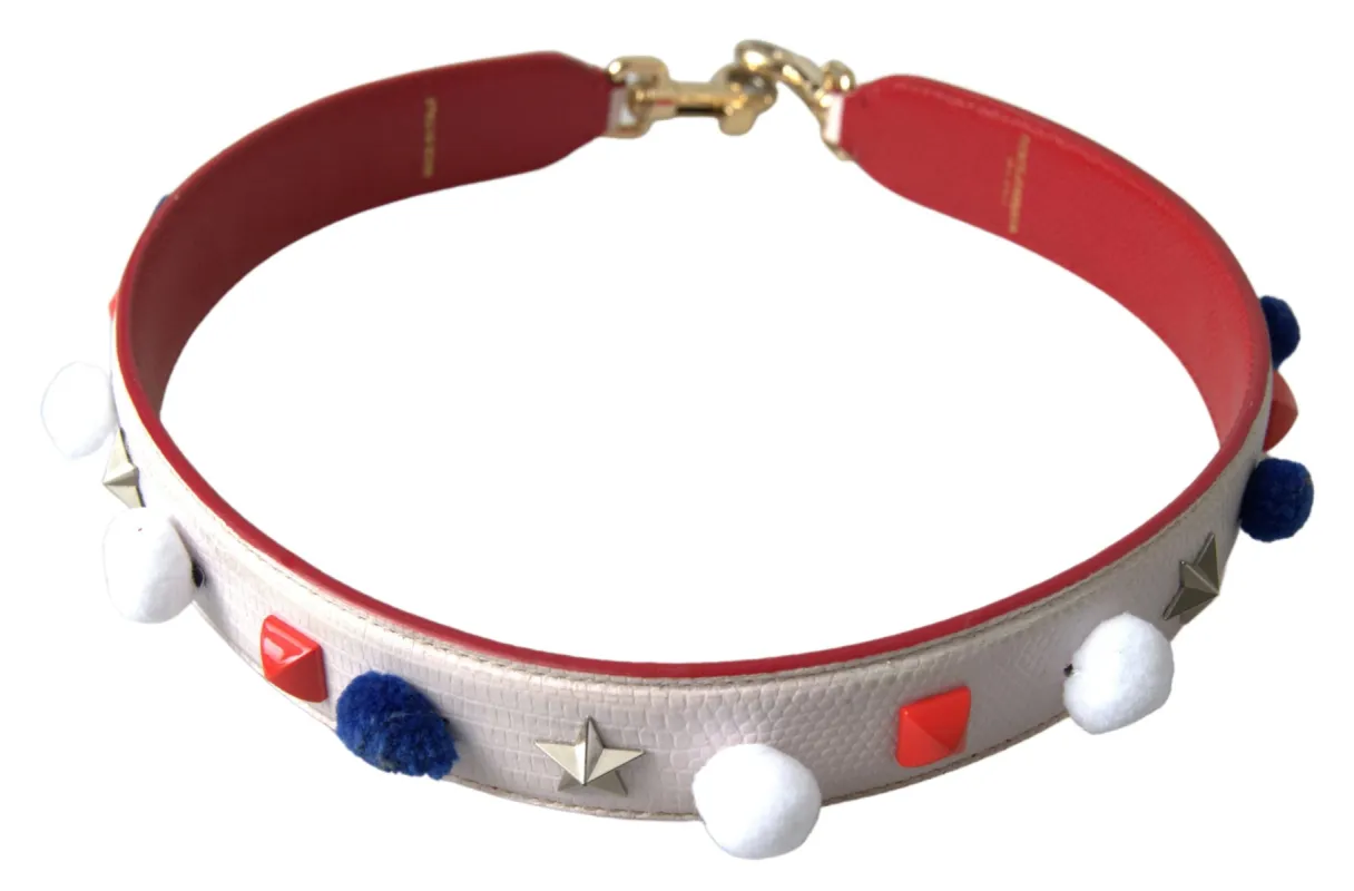 Stunning White Multicolor Studded Leather Strap sold by Louxly