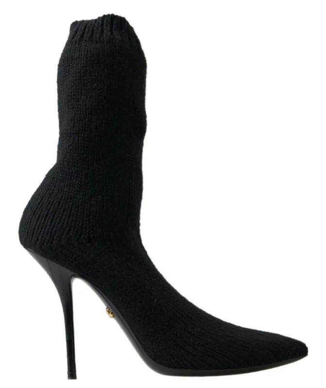 Elegant Black Viscose Mid-Calf Boots sold by Louxly