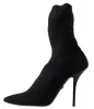 Elegant Black Viscose Mid-Calf Boots sold by Louxly