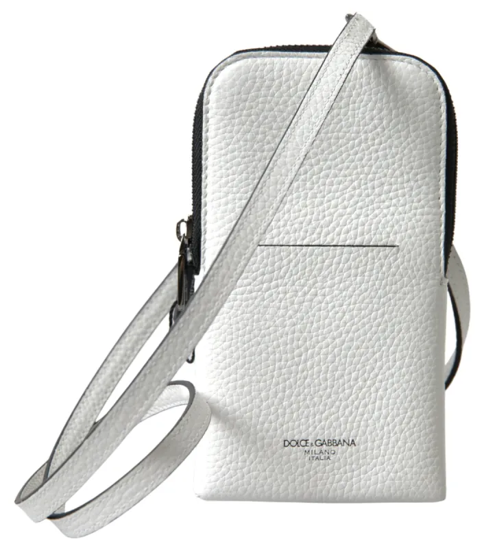 Elegant White Leather Phone Crossbody Bag sold by Louxly