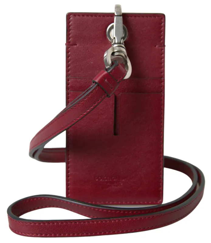 Elegant Red Leather Cardholder with Lanyard sold by Louxly