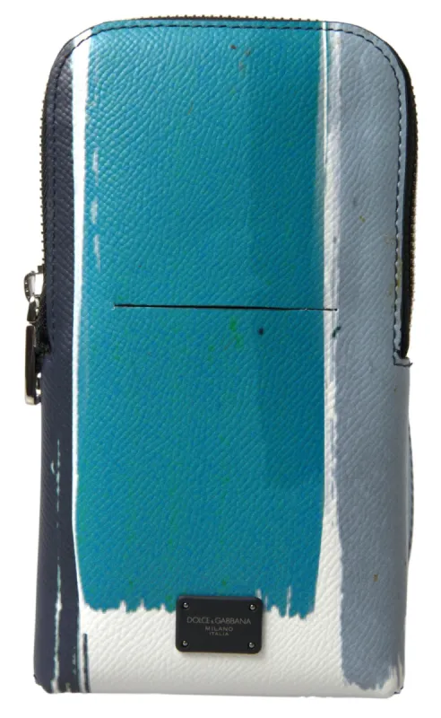 Elegant Leather Crossbody Phone Bag in Blue & White sold by Louxly