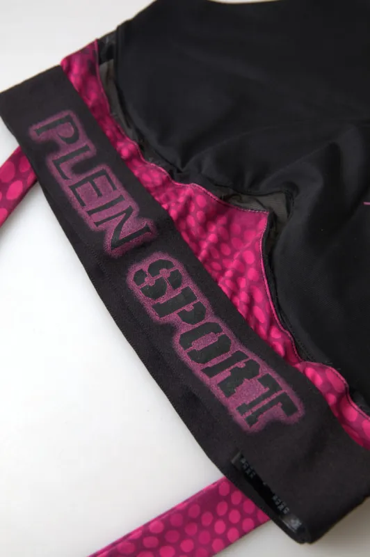 Sleek Black Sports Bra with Fuchsia Accent sold by Louxly